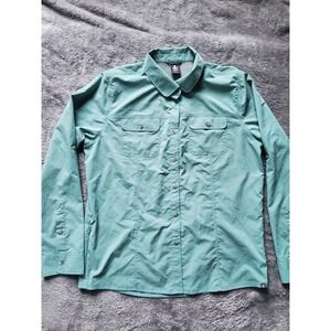 REI Co-op Sahara button-up Long Sleeve Size L Womens Teal Active